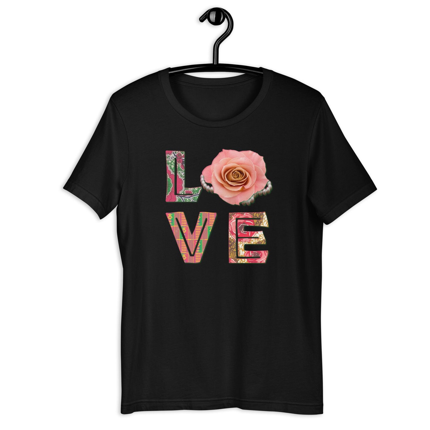 Afrocentric gift for her,Love Rose pink pearls Women’s basic organic t-shirt,