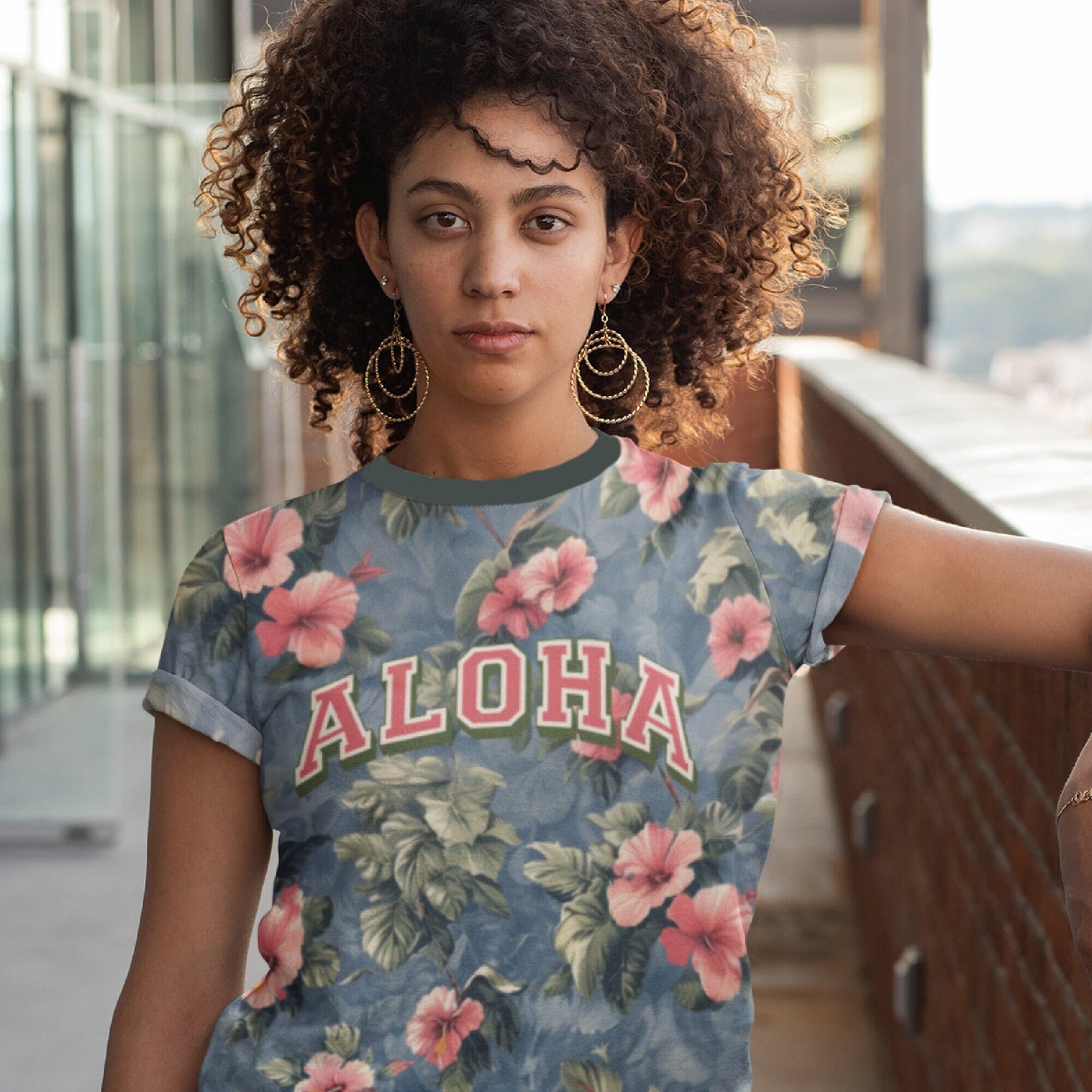 Aloha Hibiscus All Over Print T-shirt, Floral Tee, Hawaiian Shirt, Beach Wear, Tropical Clothing(AOP)