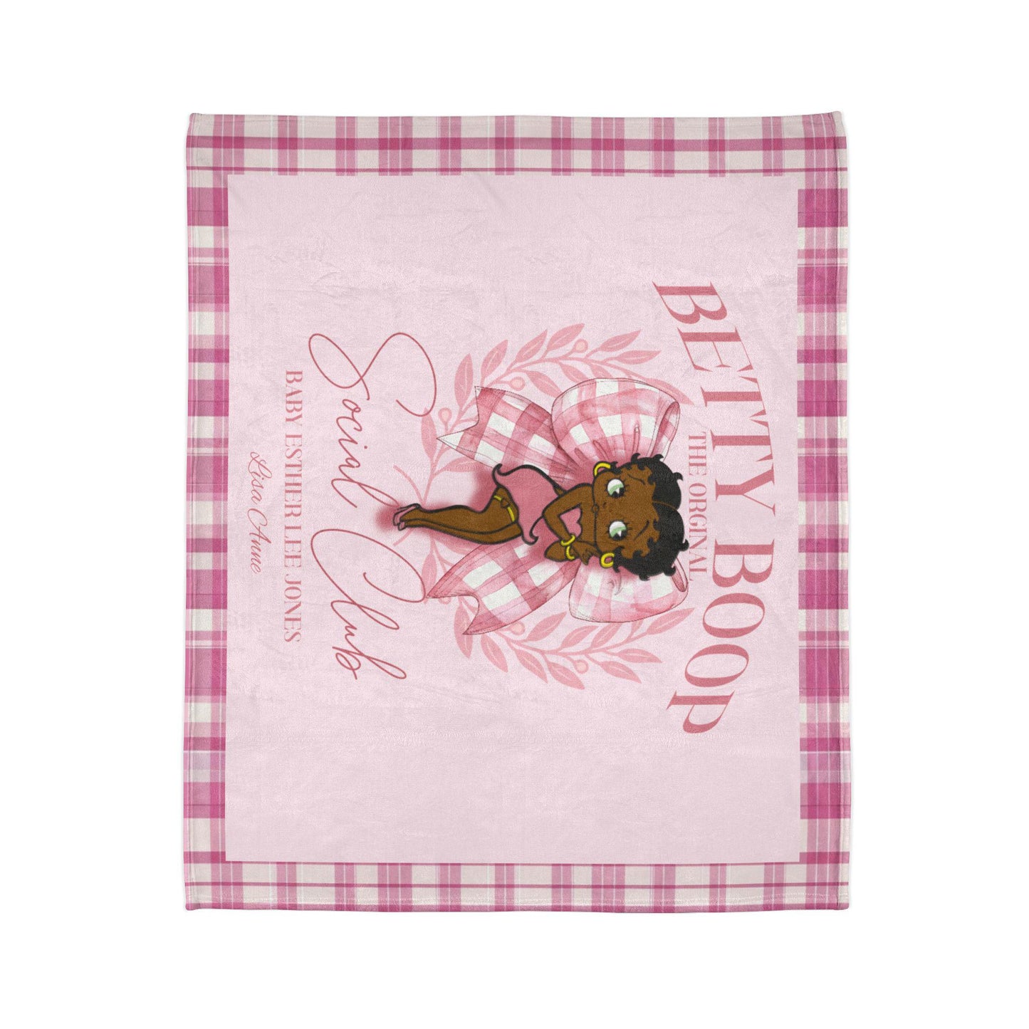 Betty Boop Social Club Personalized Blanket Throw Floral Soft Polyester Blanket Custom Blanket Gift, Cozy Throw African American Betty Boop
