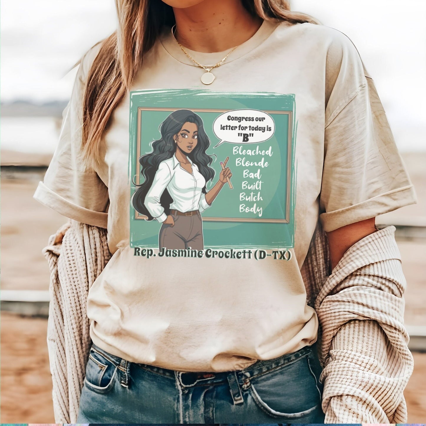 Rep Crockett Political T-shirt, Bad Built Feminist Shirt, Funny Quote Tee, Liberal Gift, Jasmine Crockett MTG Gift Letter for Congress