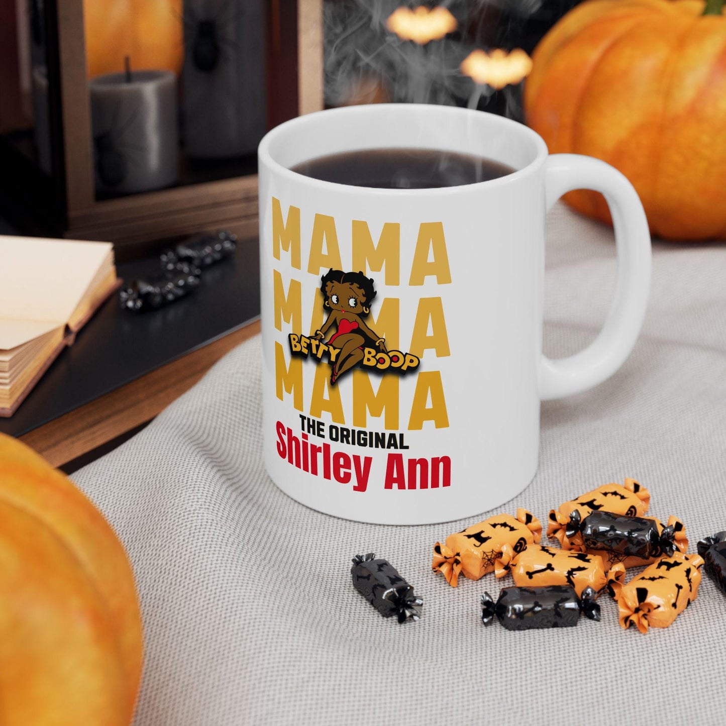 Ceramic Mug, Personalized Black Betty Boop Mama Coffee Cup, Gift for Mom, Birthday Present, Mother's Day, Family Gatherings, Kitchen Decor,
