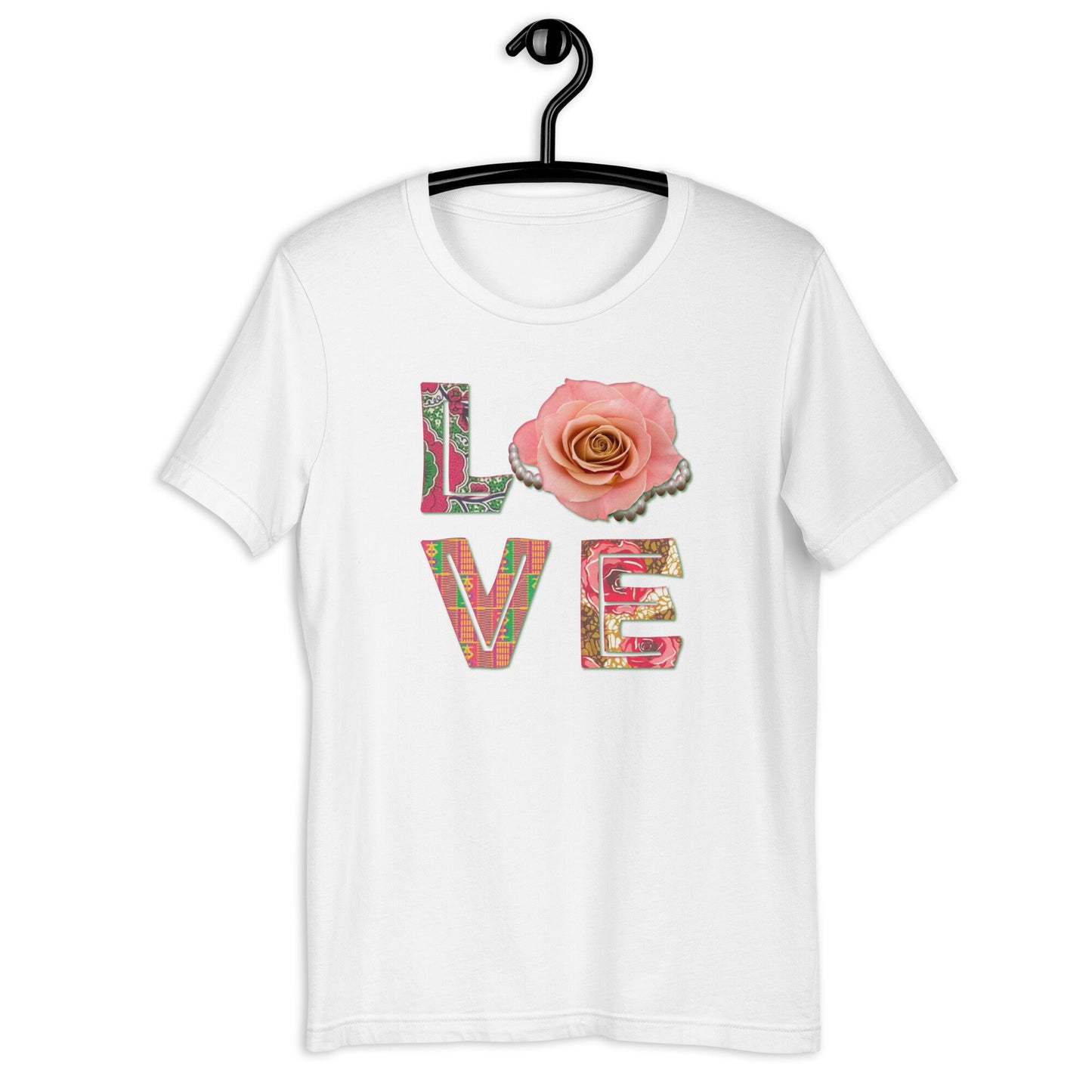 Afrocentric gift for her,Love Rose pink pearls Women’s basic organic t-shirt,