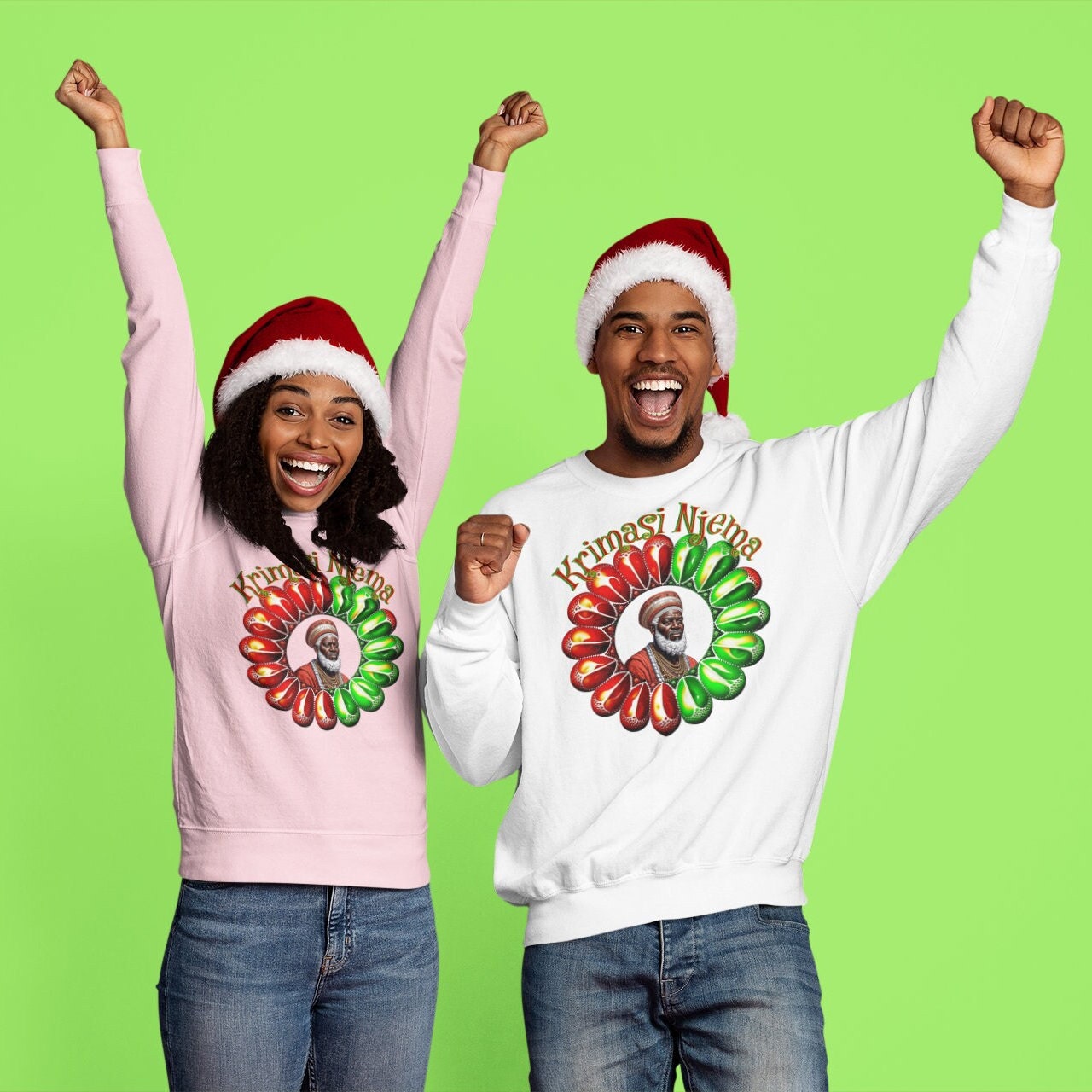 Black Santa African Sweatshirt, Ethnic Christmas Sweater, Holiday Gift, Festive Apparel, Cultural Diversity