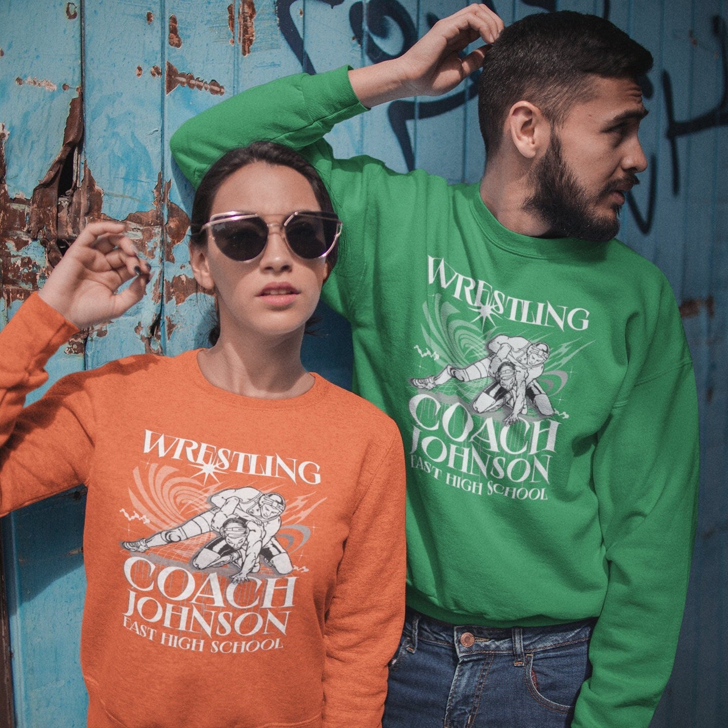 Personalized Wrestling Coach Gift, Custom Senior Night gift, Wrestling Fan GiftUnisex Heavy Blend™ Crewneck Sweatshirt