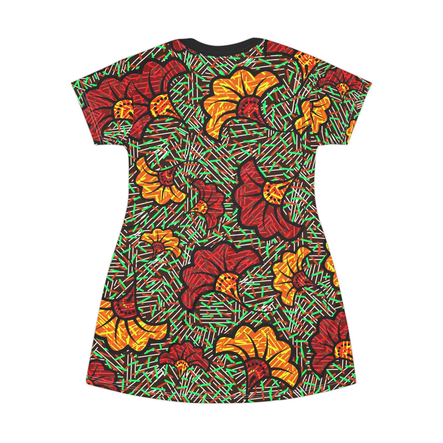 Vibrant Floral T-Shirt Dress, Casual Summer Dress, Bohemian Style Dress, Beach Cover-Up, Festival Outfit, Gift for Her