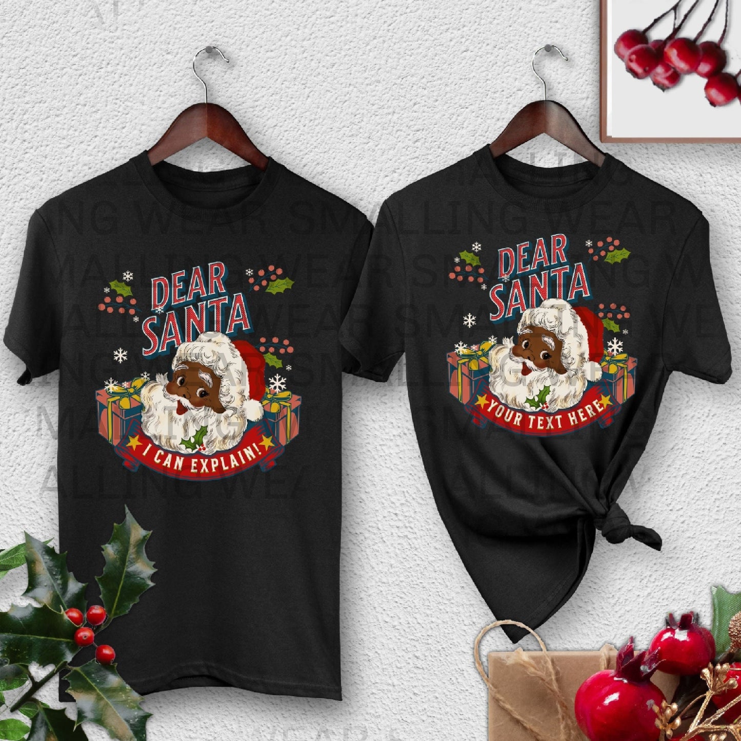 Dear Santa Christmas Shirt, Black Santa Family Shirt, Christmas Party Tees, Matching Family Christmas Shirts, Brown Santa Claus
