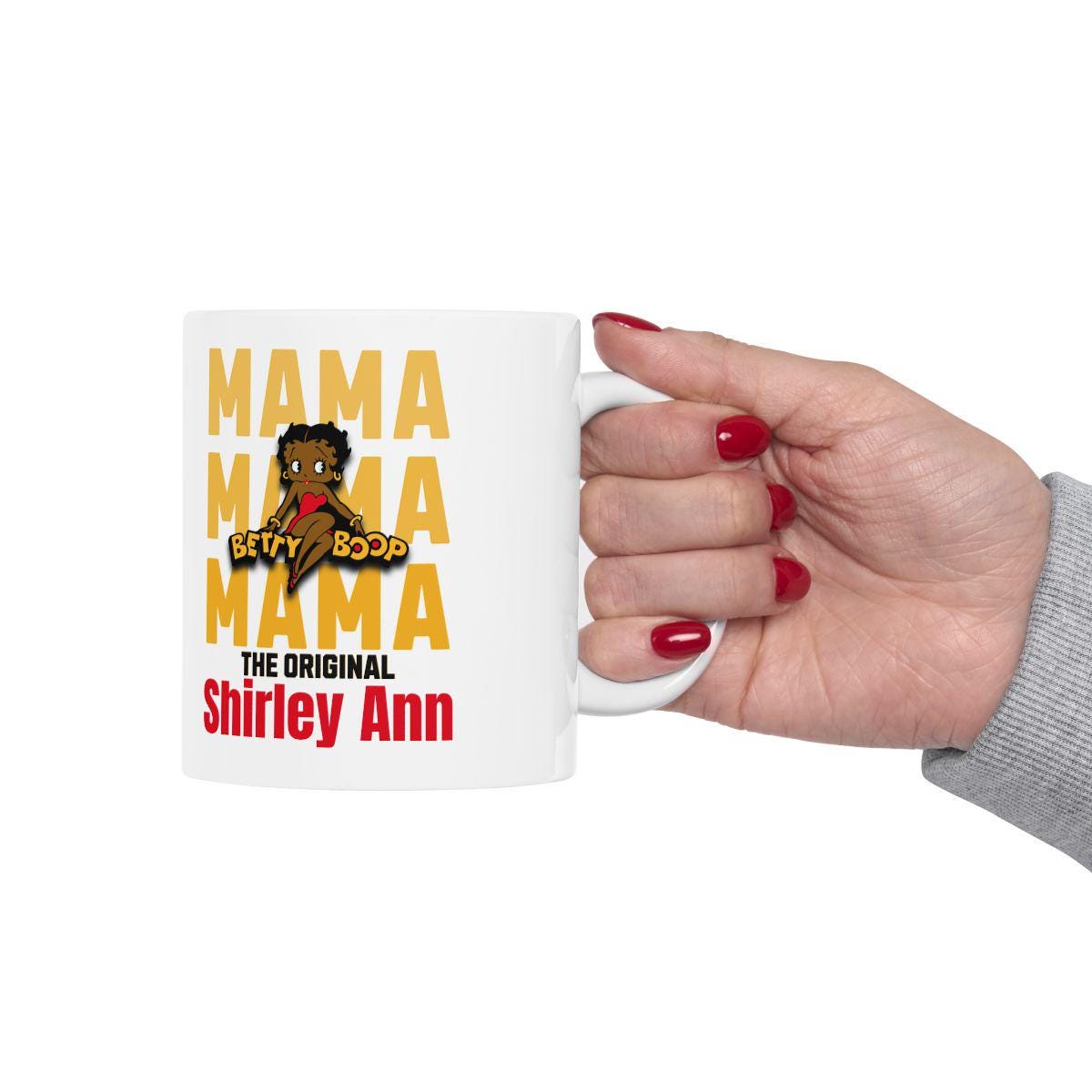 Ceramic Mug, Personalized Black Betty Boop Mama Coffee Cup, Gift for Mom, Birthday Present, Mother's Day, Family Gatherings, Kitchen Decor,