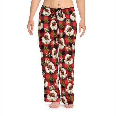 Black Santa Women's Pajama Pant - Festive fun Loungewear for Christmas, great gift for her