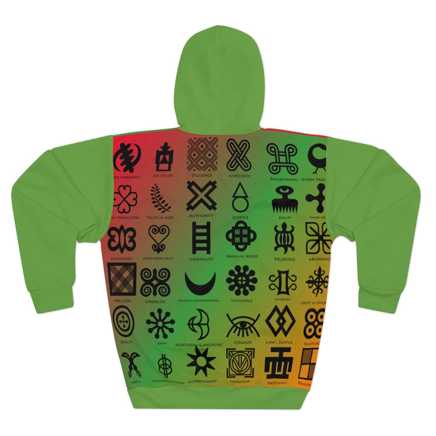 Adinkra Ghana Print Unisex Pullover Hoodie, Black History Month Sweatshirt, African Colors Athletic Jumper, Cultural Ethnic