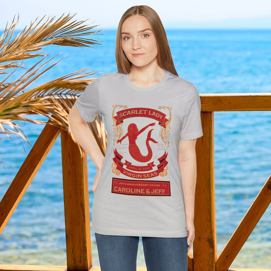 Personalized Cruise Shirt Mermaid Tee, Virgin Celebration T-shirt, Birthday Anniversary Gift Top, Fun Nautical Apparel Short Sleeve Tee