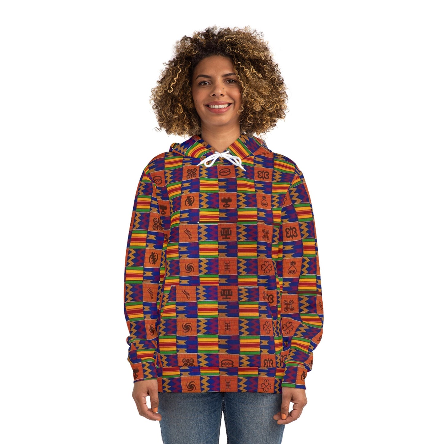 African Print Hoodie, Adinkra Inspired, Unique African Design, Ethnic Fashion, Unisex Hooded Sweatshirt