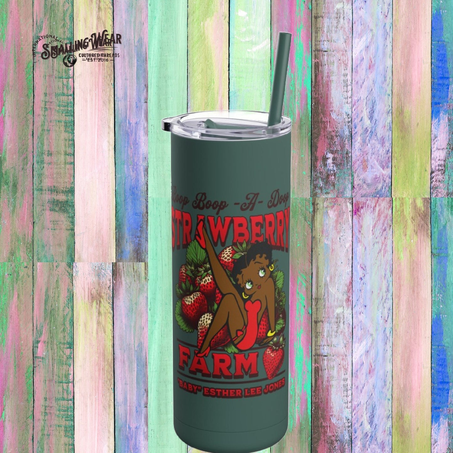 Black Betty Boop  Strawberry Market Maars Maker Skinny Matte Tumbler, 20oz