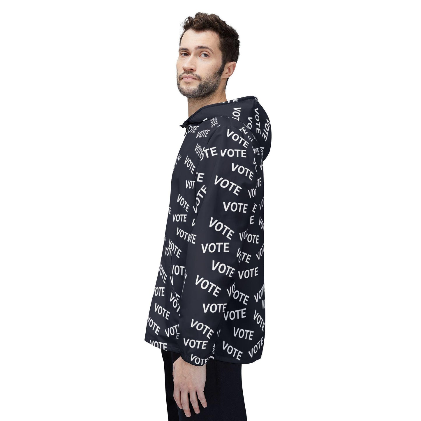 Vote Windbreaker Jacket with All-Over Print, Unisex Windbreaker, Political Statement Jacket