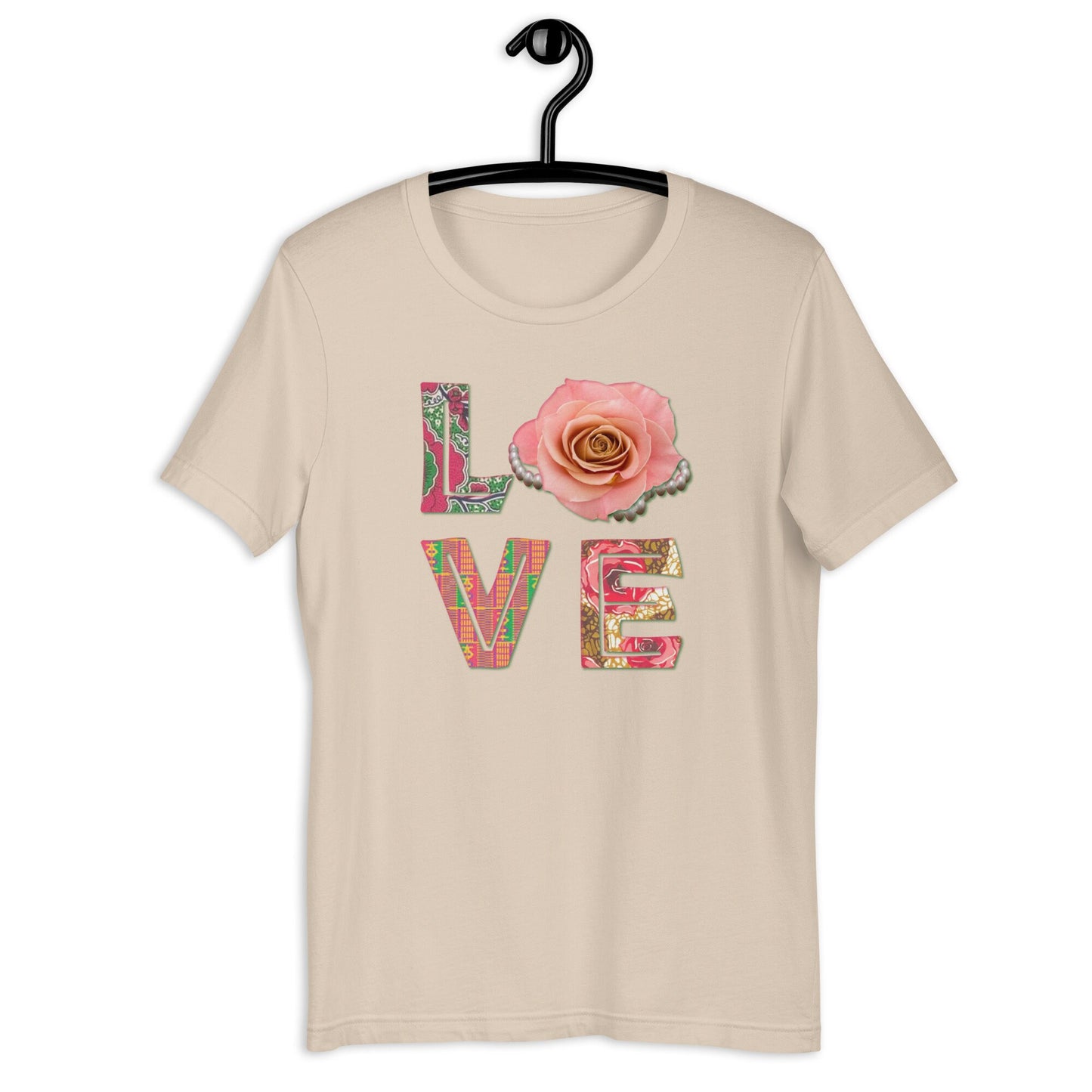 Afrocentric gift for her,Love Rose pink pearls Women’s basic organic t-shirt,