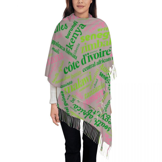 Scarf for Sorority, Pink Green Afrocentric Shawl, Black Owned, Sisterhood, I Am Black History Wrap, Gift for Aka, sisterhood soror