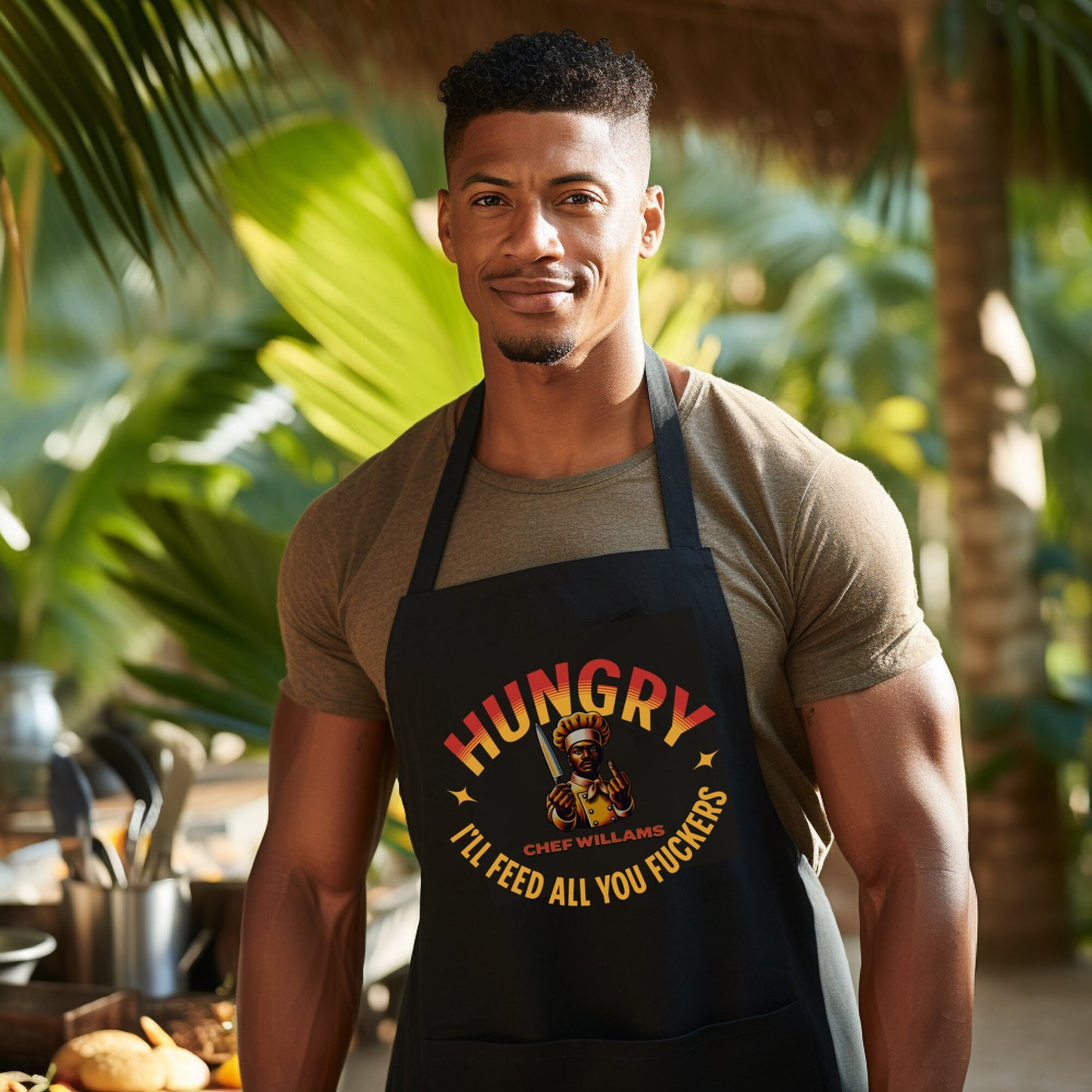 Funny BBQ Apron Set, African American Chef Grill Apron, Gifts For Dad, Father's Day Gift, Dad Birthday Gift