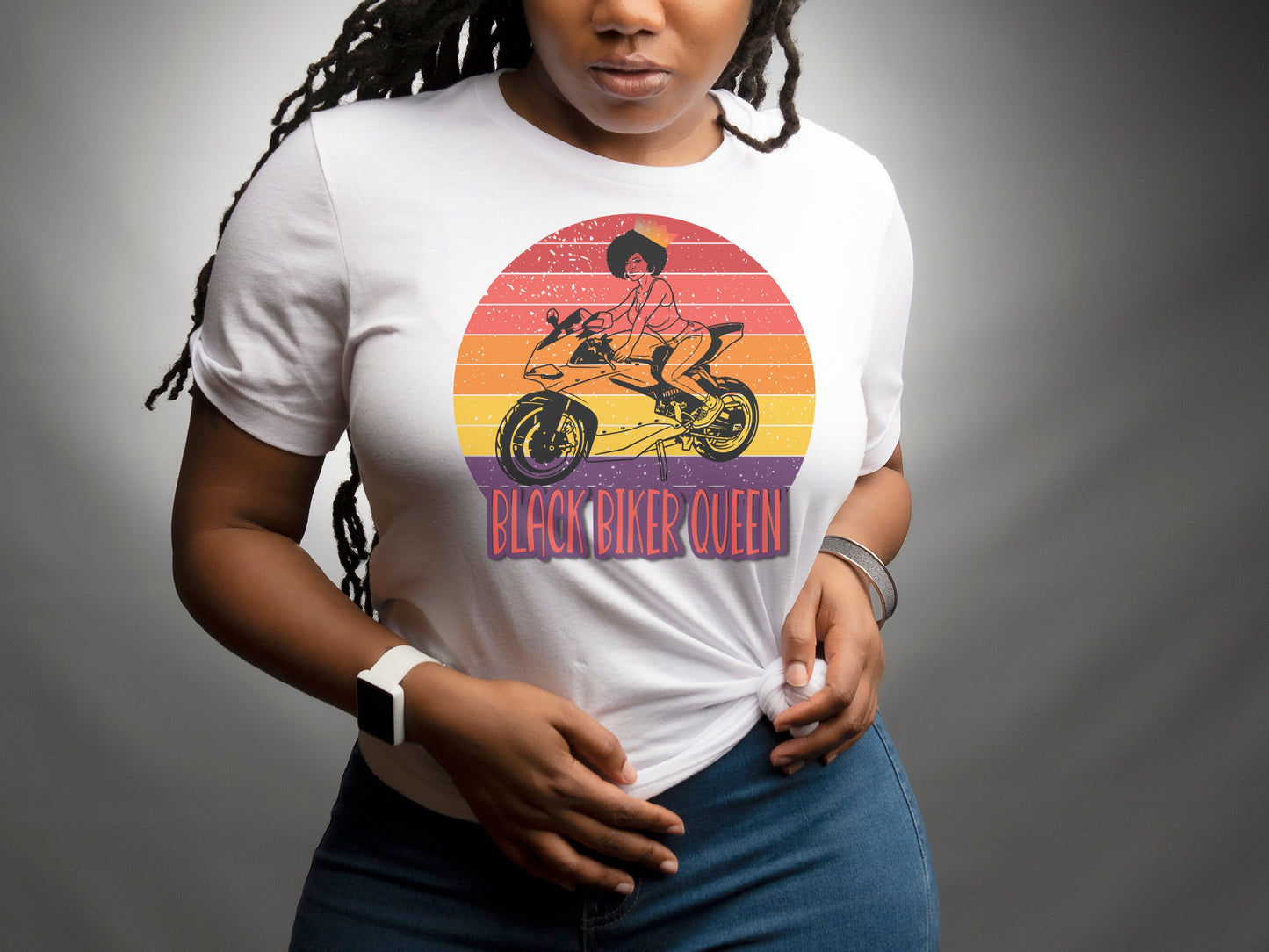 Black motorcycle rider, Gift for her a t-shirt ,Black Biker Queen is a Woman rider