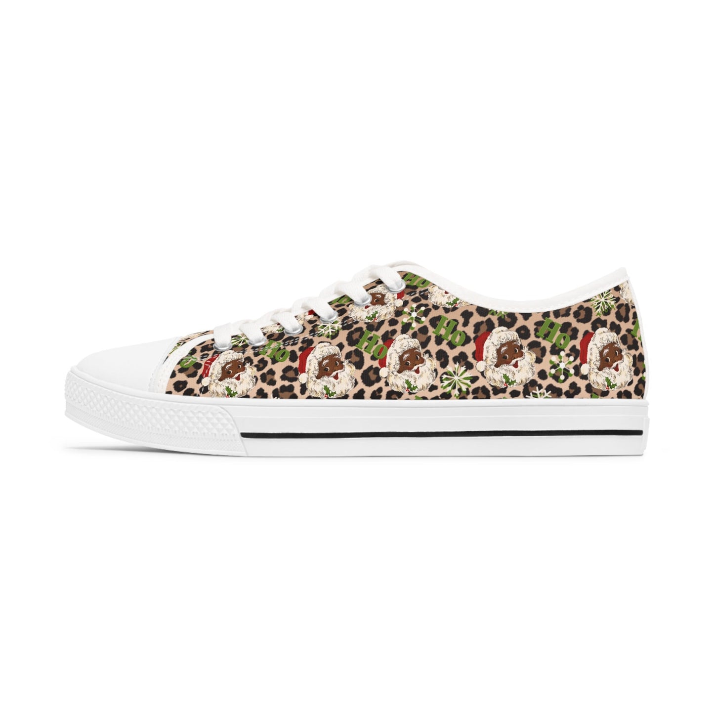 Black Santa Sneakers Shoes, Afrocentric Footwear, Festive Christmas Shoes, Holiday Sneakers,womans