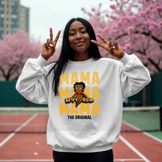 Mama Black Betty Boop Sweatshirt - Cozy Gift for Moms, Boop Lovers, Mother's Day, Casual Wear, moms Appreciation, Cute Apparel