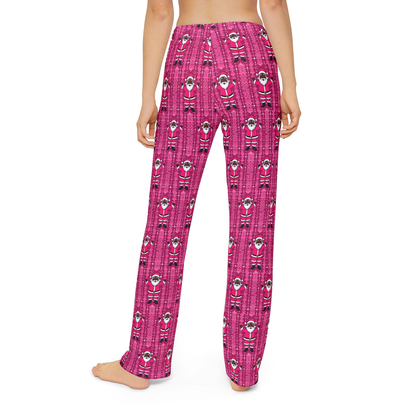 Kids Black Santa Christmas Pajama Bottoms, African American Santa Sleep Pants, Family Matching PJs