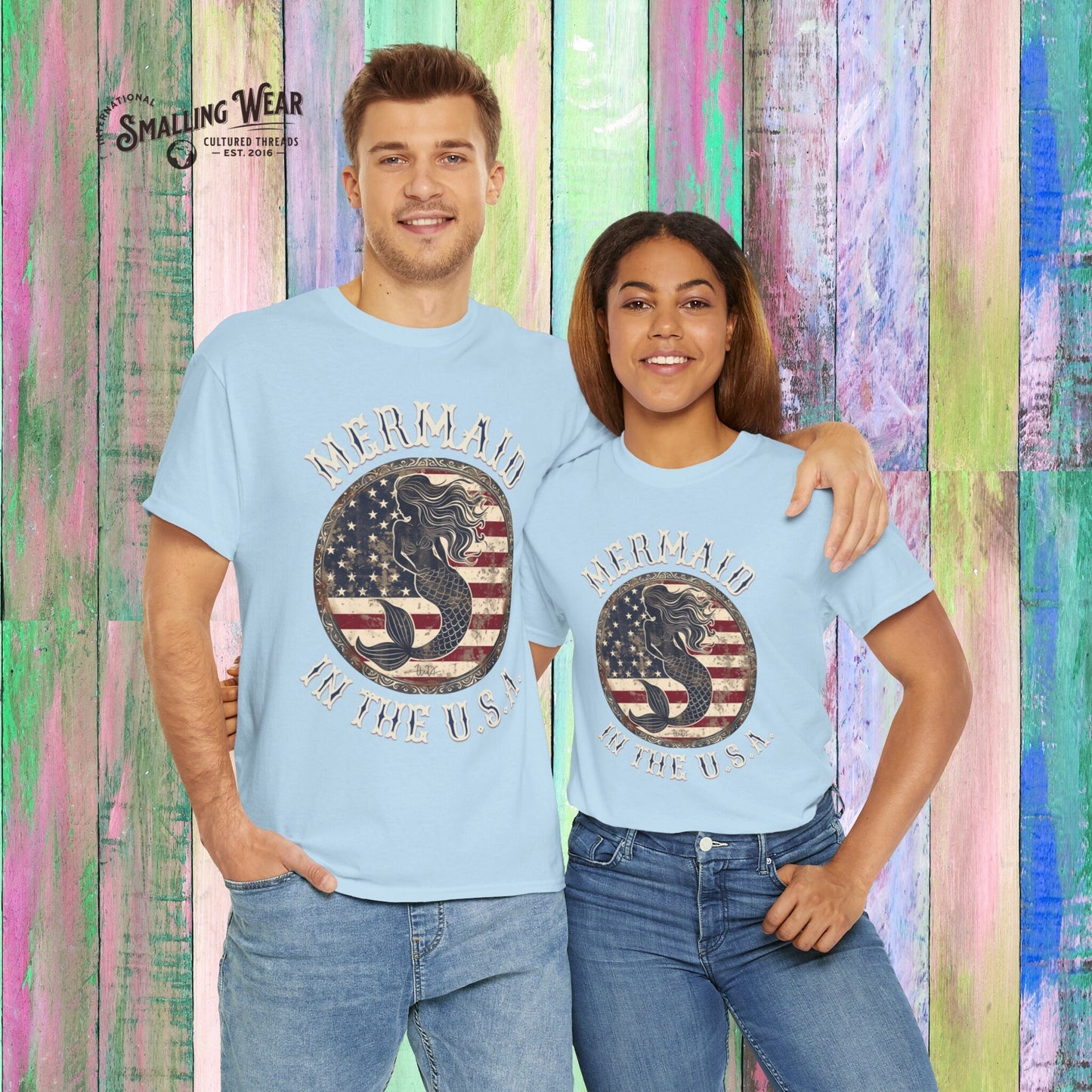 Mermaidcore 4th of July Shirt, Made in America Mermaid T-shirt, Coconut Girl Vibes Ocean Wear, USA
