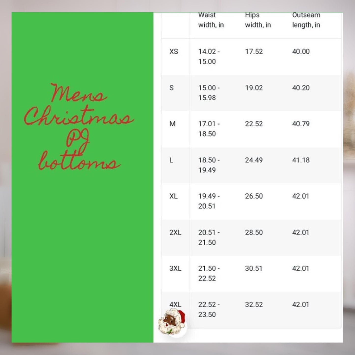 Black Santa Christmas Pajama Bottoms, Men's Family Group PJs, African American Santa Lounge Pants