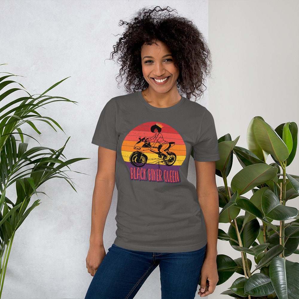 Black motorcycle rider, Gift for her a t-shirt ,Black Biker Queen is a Woman rider