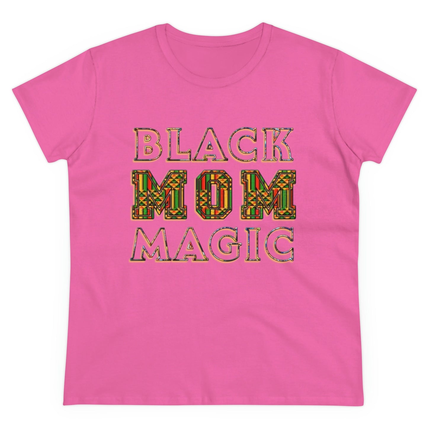 Black  Magic Mom Kente Cloth Women's Midweight Cotton Tee