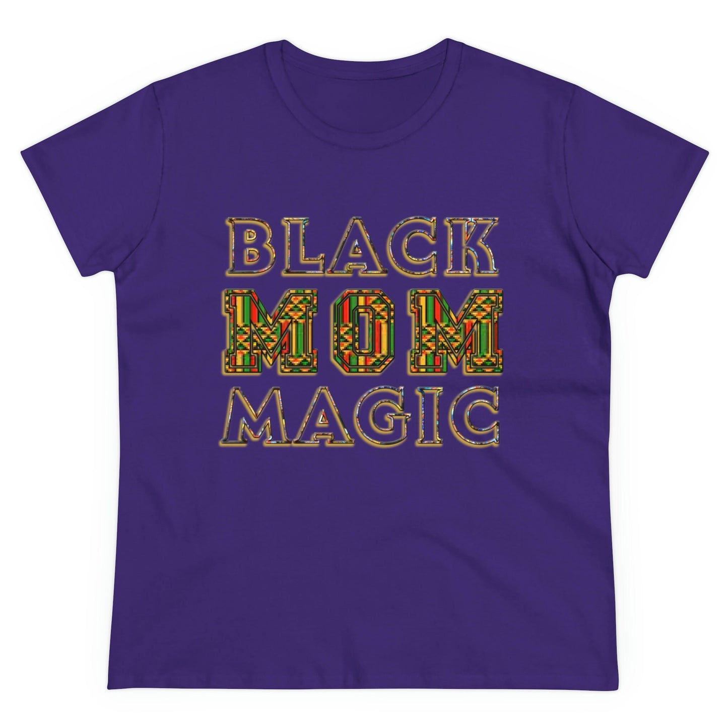 Black  Magic Mom Kente Cloth Women's Midweight Cotton Tee