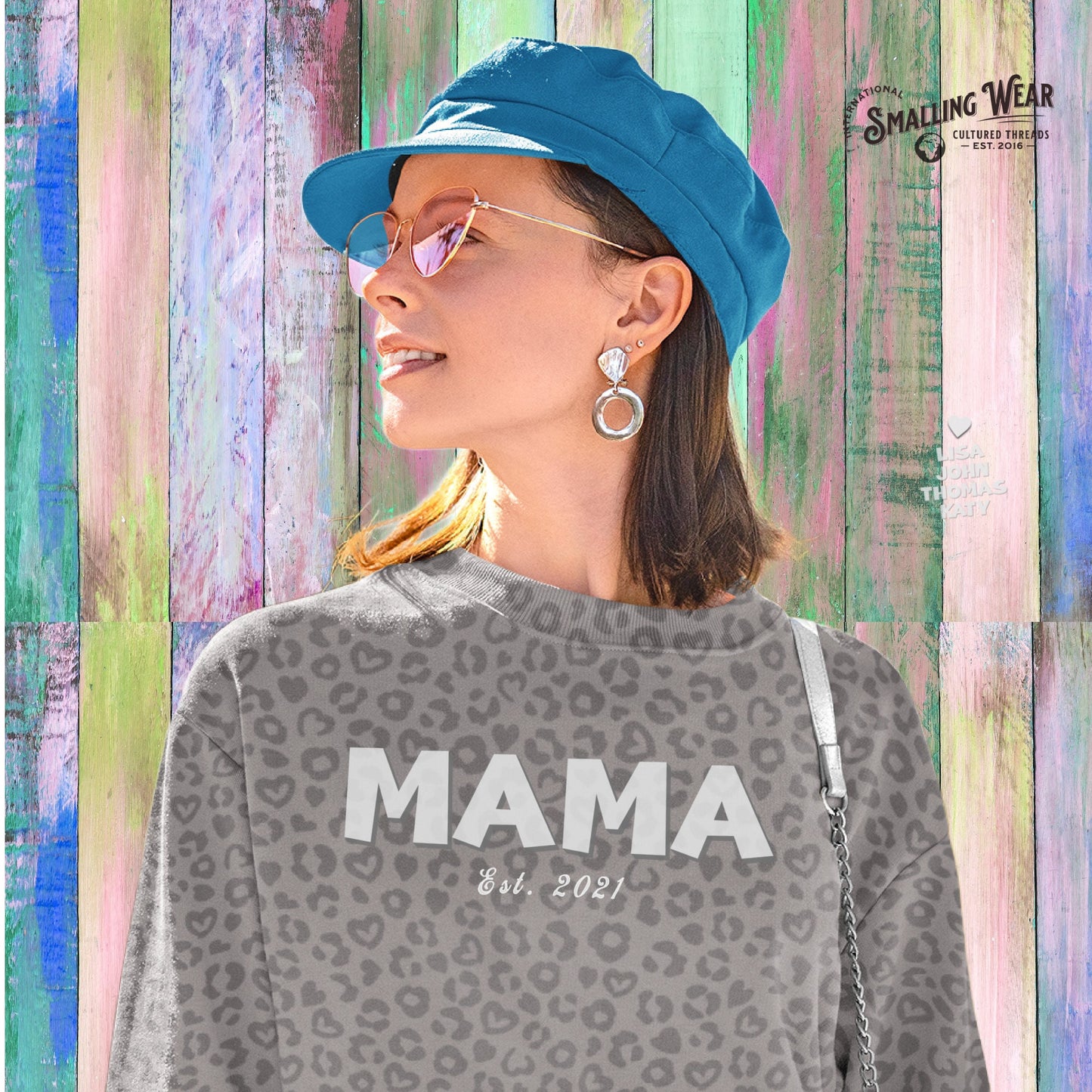 Custom Plus size Mama, Personalized Mama Children Name on Sleeve, Mama Sweatshirt, Leopard print Gigi, Aunt,Auntee ,Gift for Mom,Grandmother