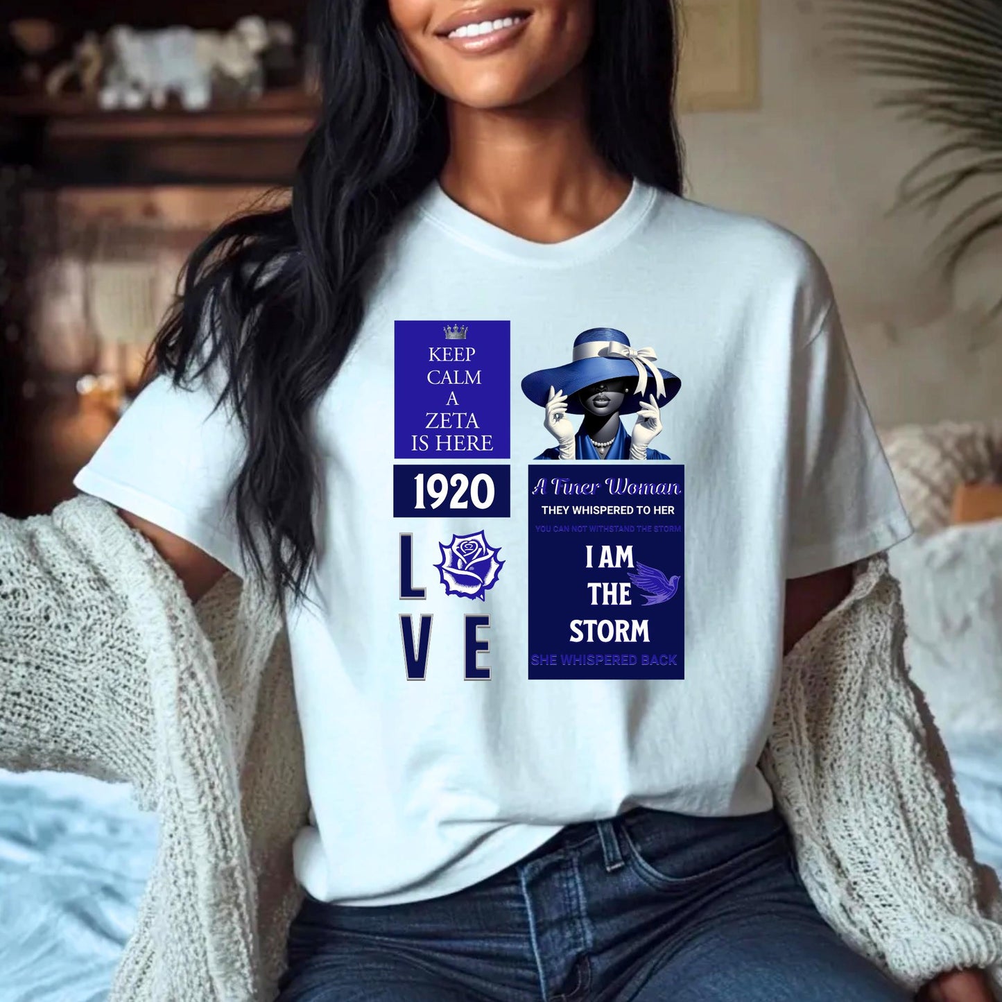 Sorority Gift  T-shirt, Personalize Zeta Pearls Dove White Rose Tee, Greek Life Shirt, Custom Colors, College Sisterhood Present