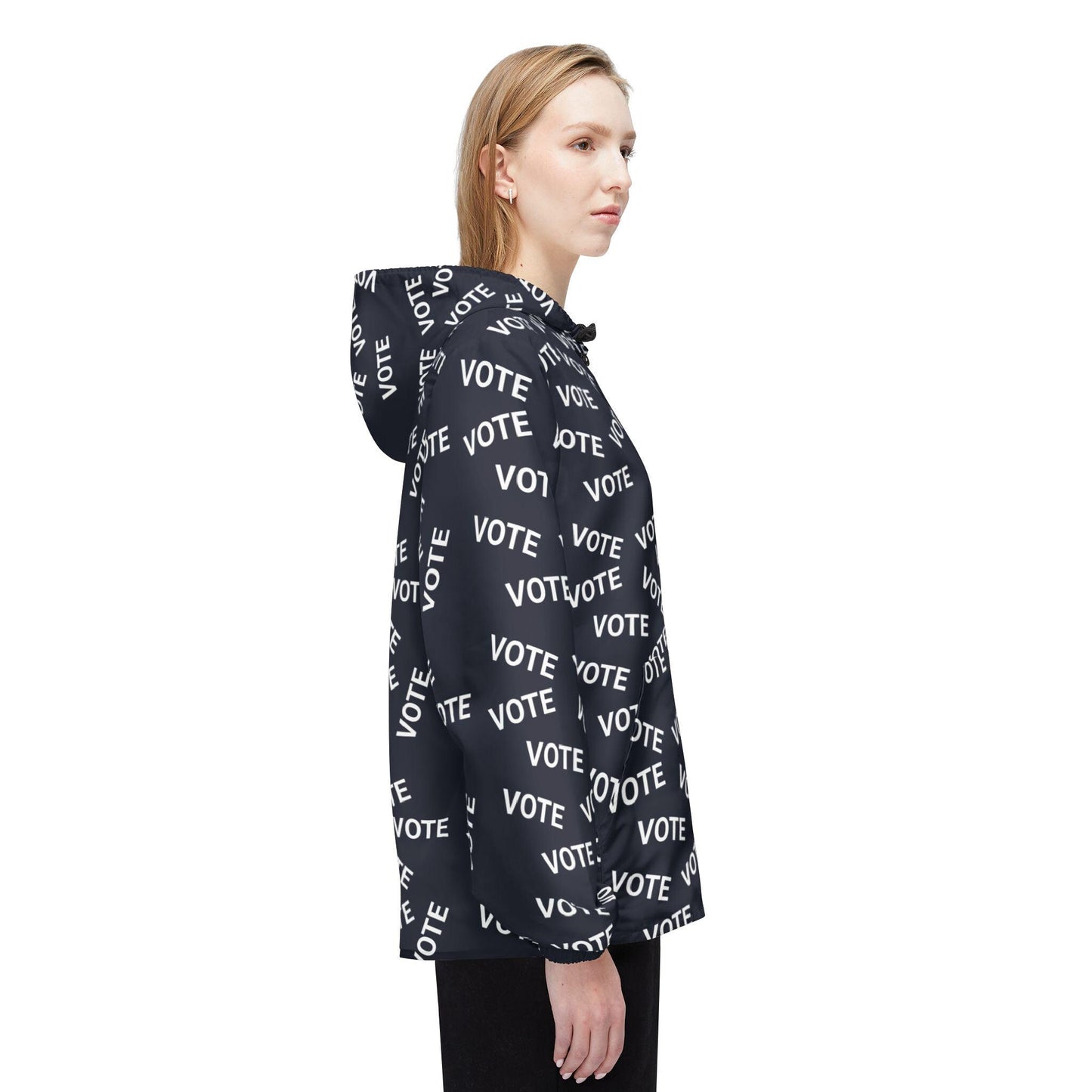 Vote Windbreaker Jacket with All-Over Print, Unisex Windbreaker, Political Statement Jacket