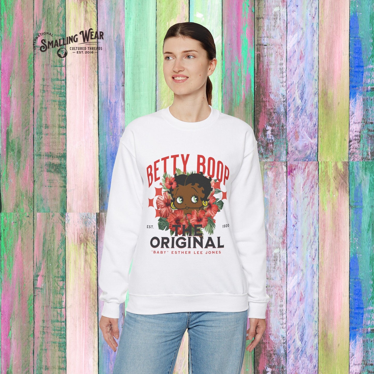 Black Betty Boop Floral Hibiscus Sweatshirt, Tropical Hawaii Core Design, African American Tribute Tee