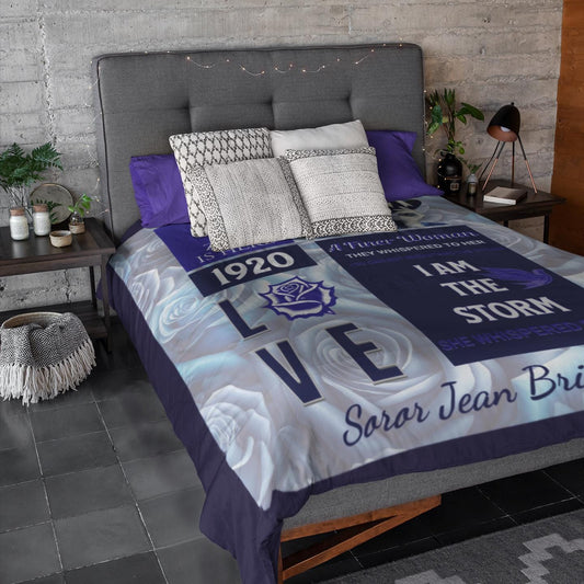 Personalized Sorority Gift, Royal Blue, Two-Sided Print, 'You are the Storm'. Perfect for Sisters, Divine nine Velveteen Microfiber Blanket