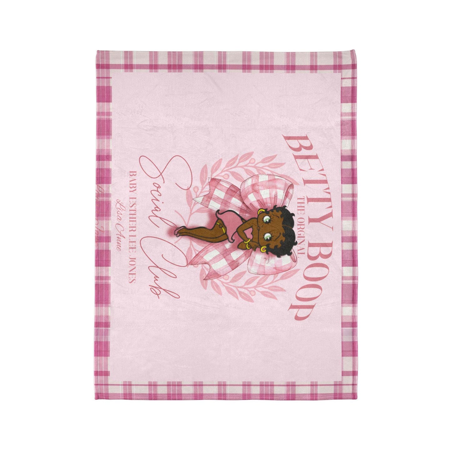 Betty Boop Social Club Personalized Blanket Throw Floral Soft Polyester Blanket Custom Blanket Gift, Cozy Throw  African American Betty Boop