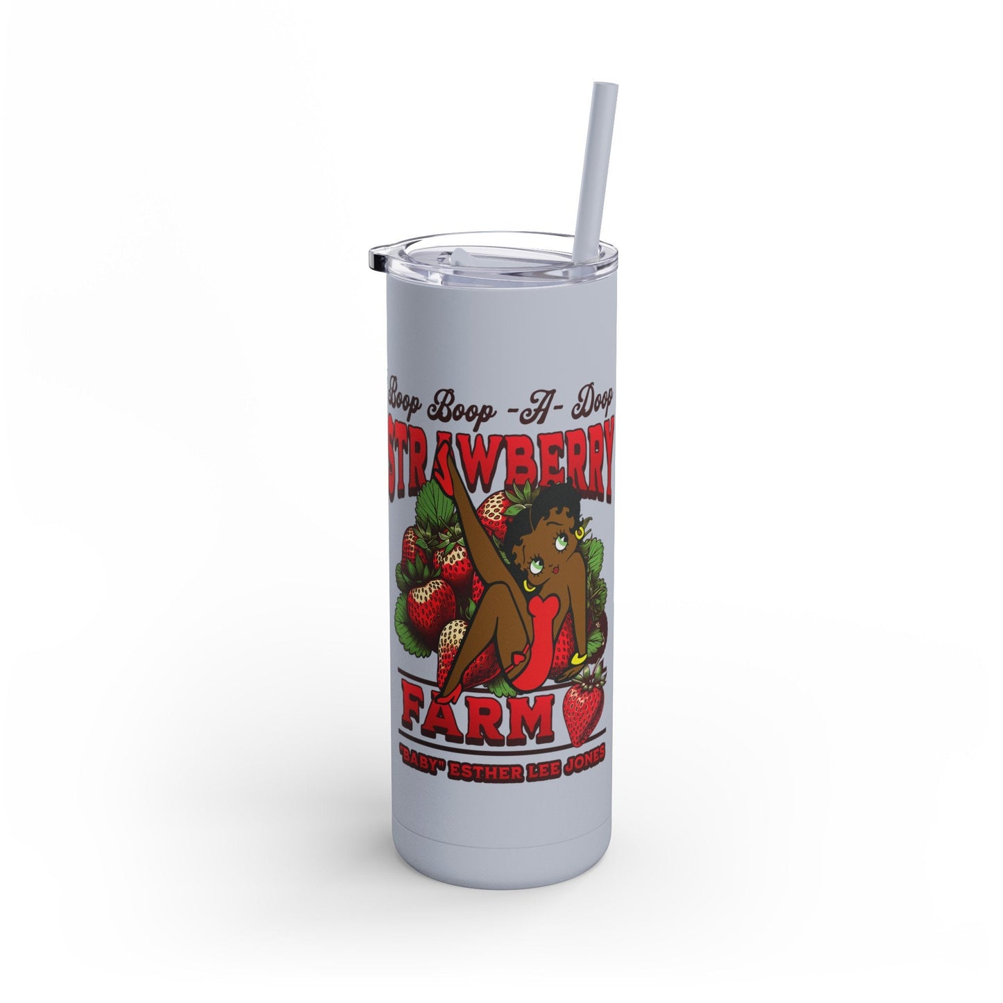Black Betty Boop  Strawberry Market Maars Maker Skinny Matte Tumbler, 20oz