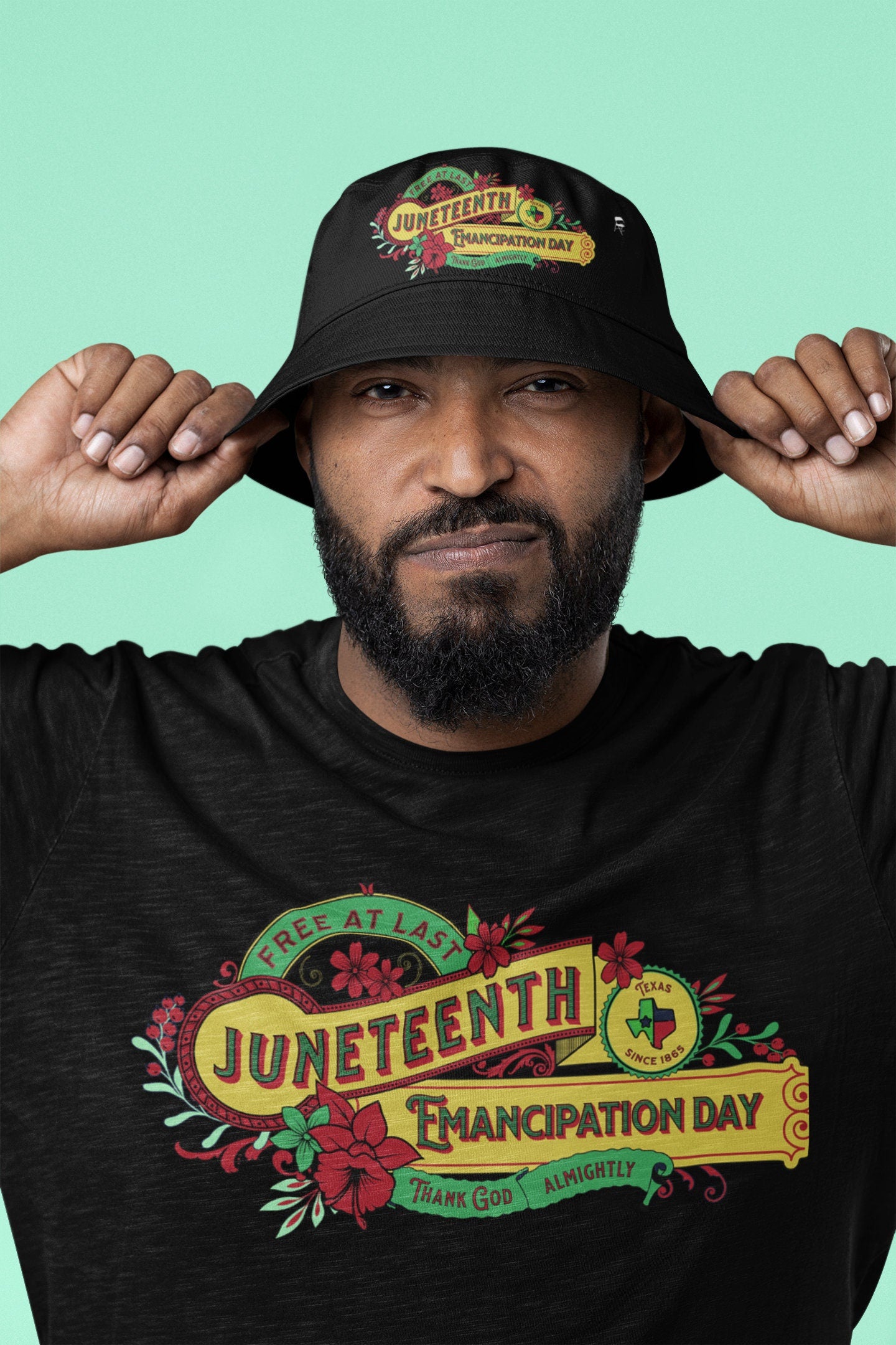 Black Juneteenth Bucket Hat, Ethnic Pride Cap, Gift for Him, Gift for Her, African American Sun Hat (AOP)