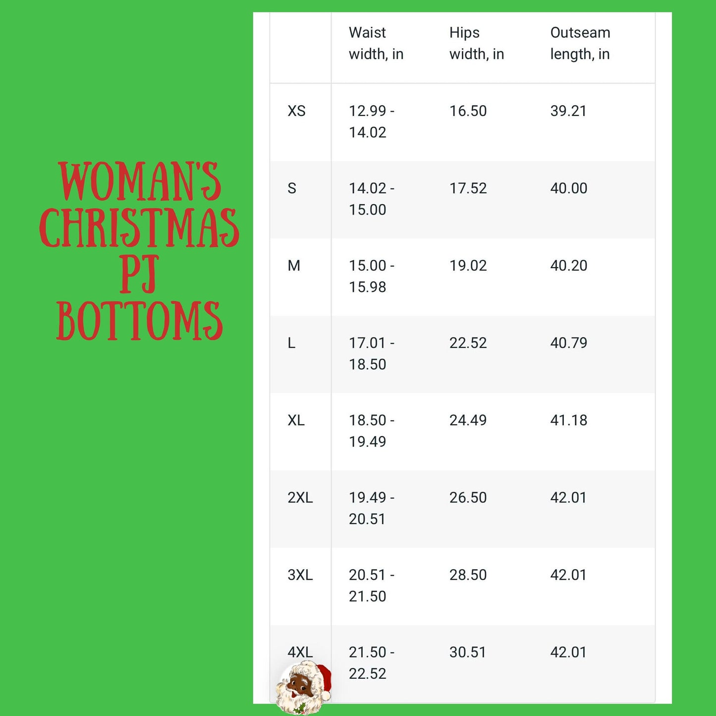 Black Santa Women's Pajama Pant - Festive fun Loungewear for Christmas, great gift for her