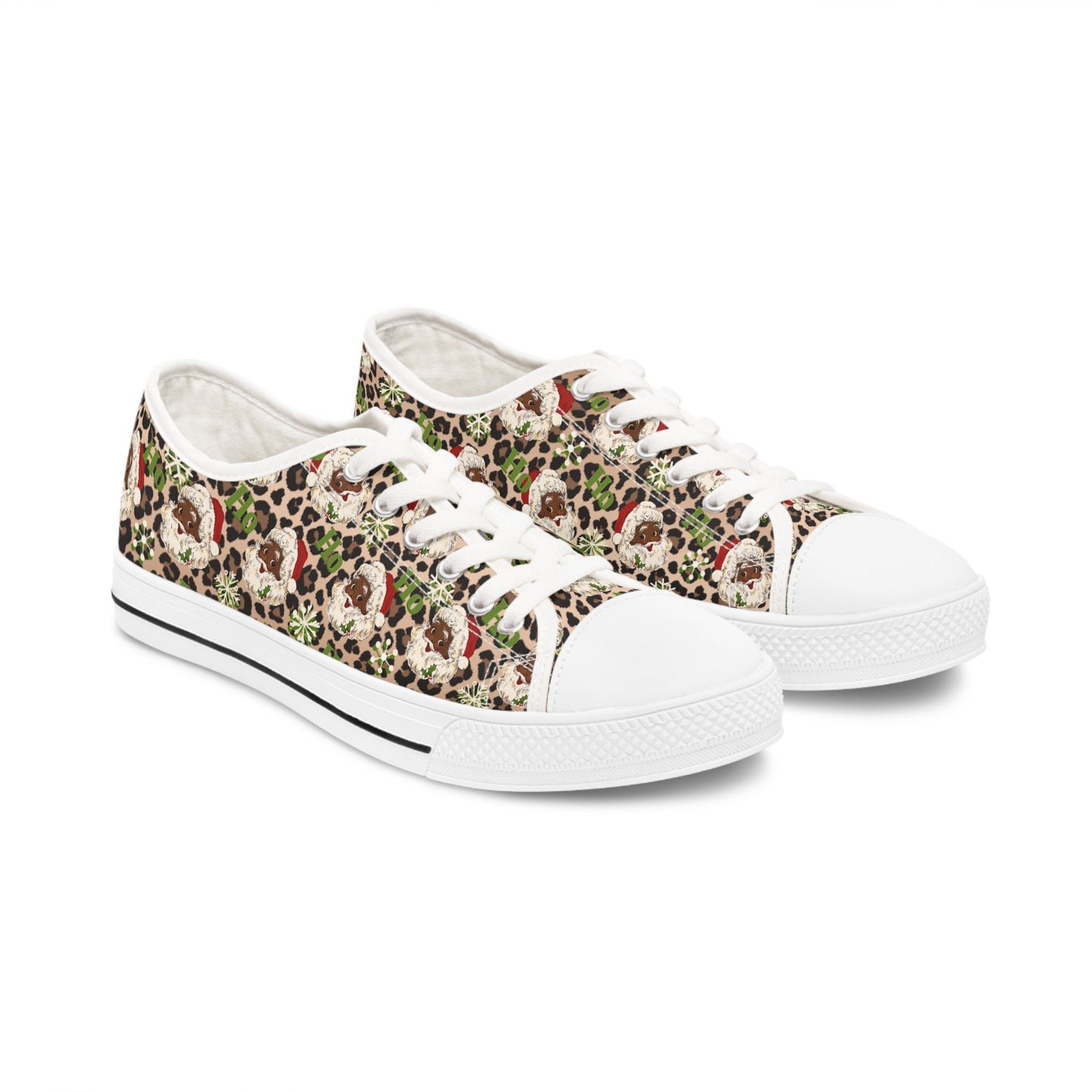 Black Santa Sneakers Shoes, Afrocentric Footwear, Festive Christmas Shoes, Holiday Sneakers,womans