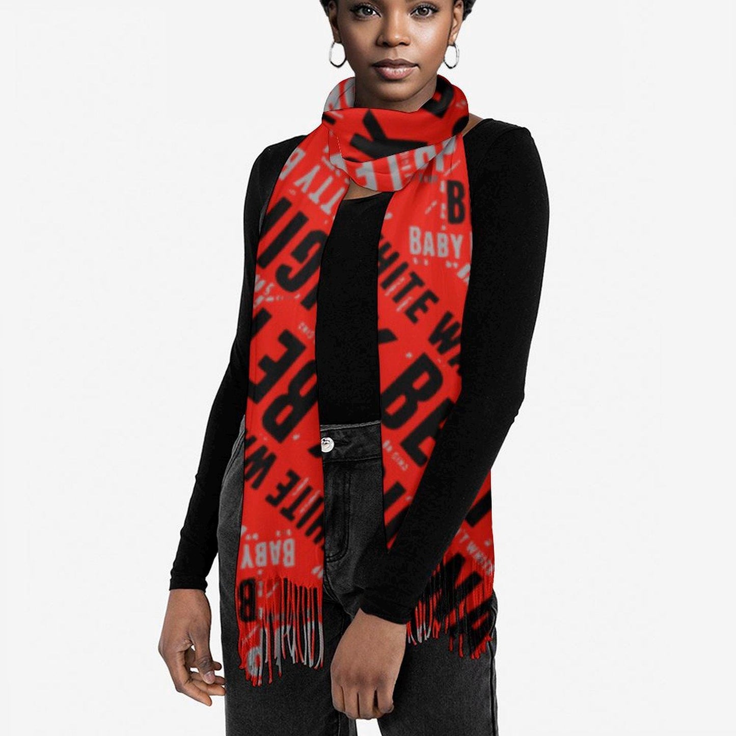 Black Betty Boop tassel Scarf, Feels Like Cashmere, Don't White Wash Our History, Warm Scarf, Fashion Accessory