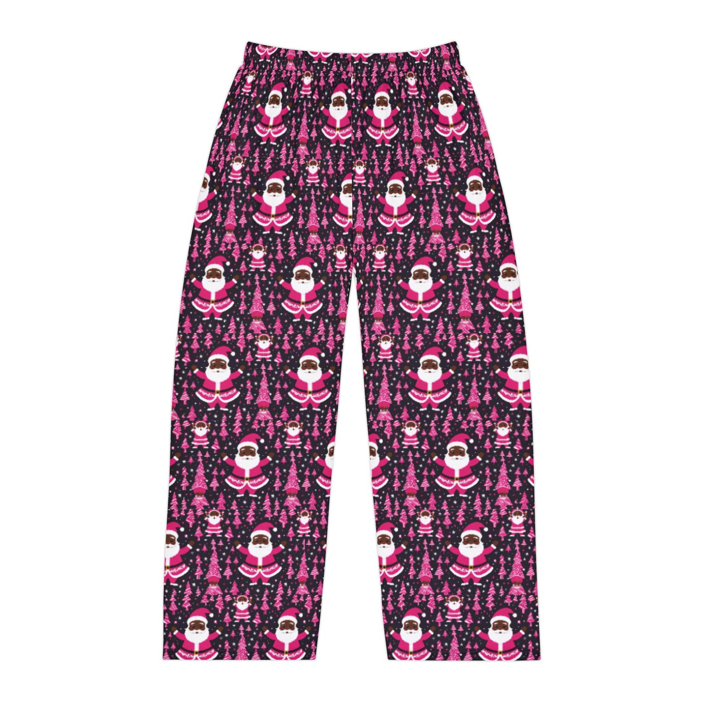 Black Santa Christmas Pajama Bottoms, Men's Family Group PJs, African American Santa Lounge Pants