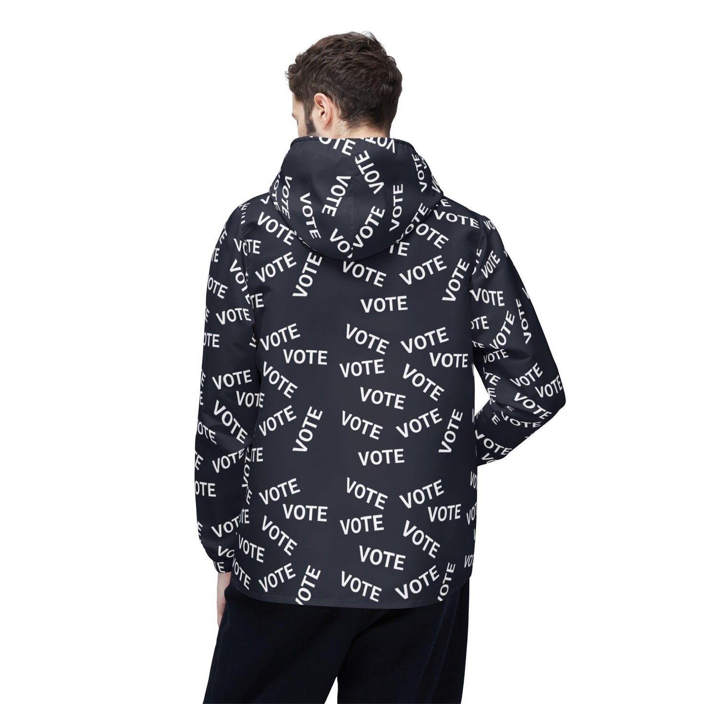 Vote Windbreaker Jacket with All-Over Print, Unisex Windbreaker, Political Statement Jacket