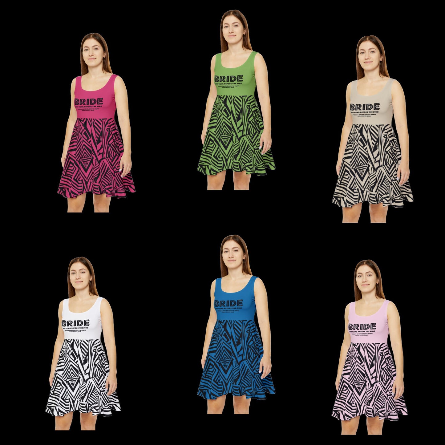 Bachelorette Party Dress and Bridemaids tshirts  Tribal Tribe fling before the ring Women's Skater Dress (AOP)