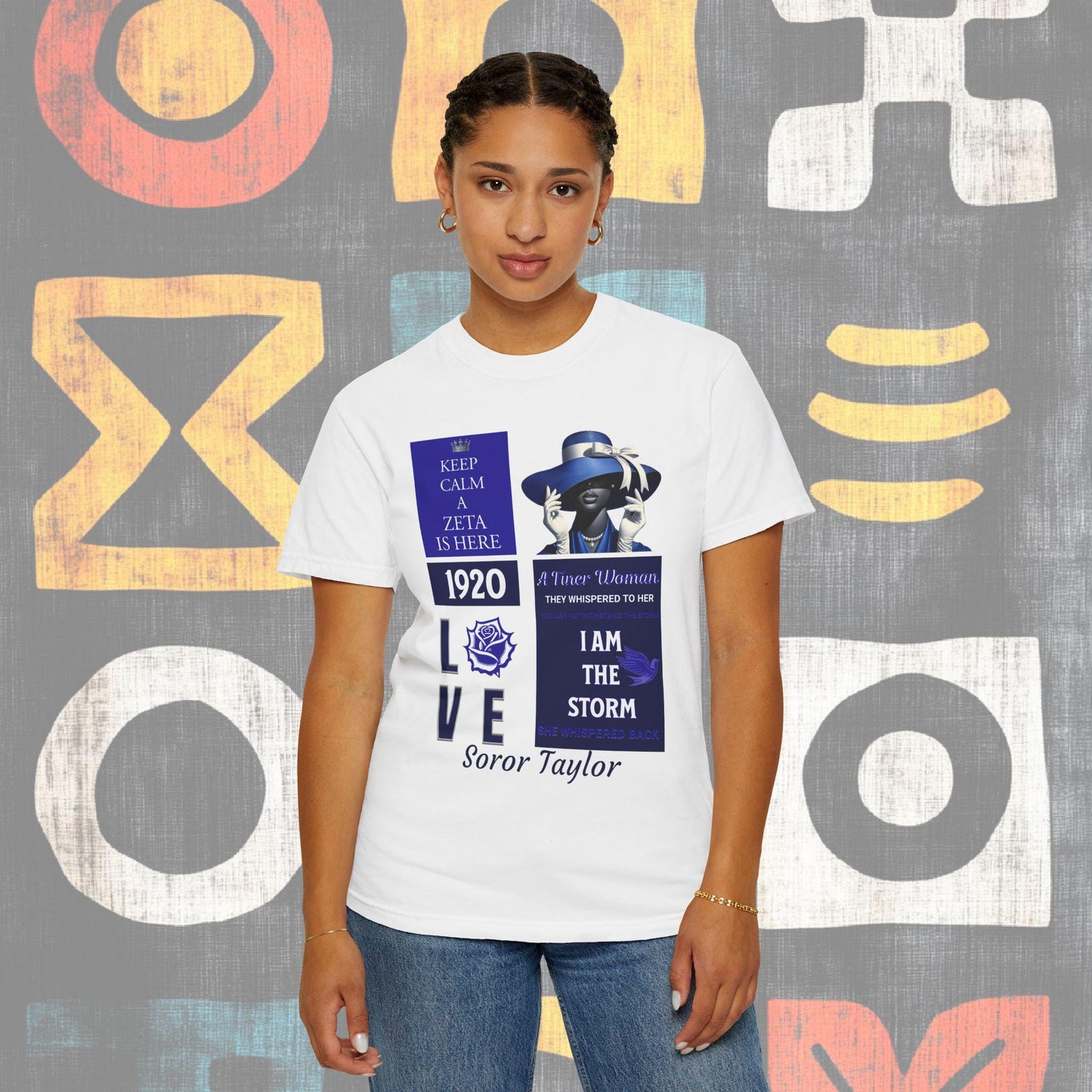 Sorority Gift  T-shirt, Personalize Zeta Pearls Dove White Rose Tee, Greek Life Shirt, Custom Colors, College Sisterhood Present