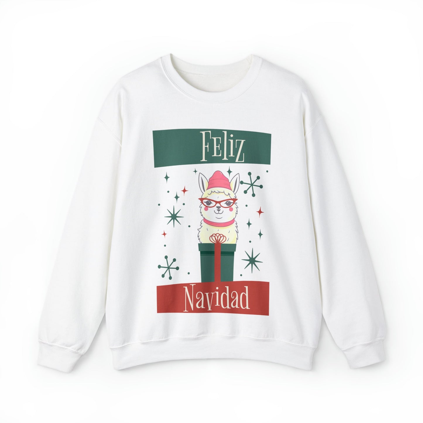 Feliz Navidad Llama Sweatshirt, Festive Christmas Jumper, Holiday Sweater, Santa Llama Shirt